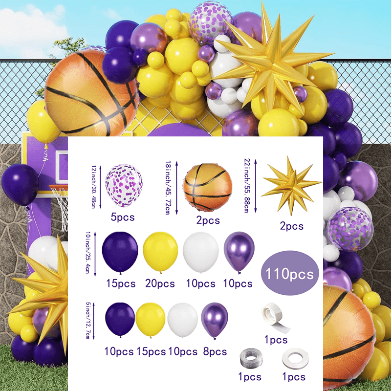 110pcs Purple and Yellow Ballo - огляд і ціна Balloon Arch Kit