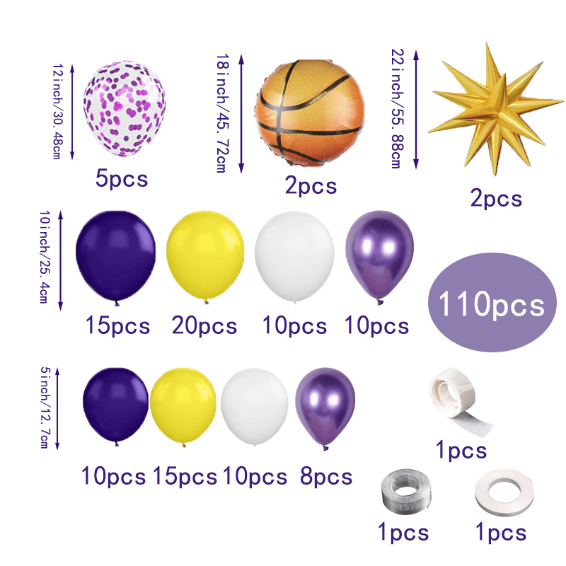 110pcs Purple and Yellow Ballo - огляд і ціна Balloon Arch Kit