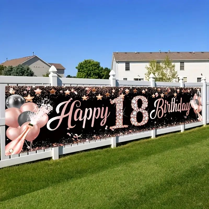 18th Birthday Banner, Rose Gol - огляд і ціна Party Banner Gold