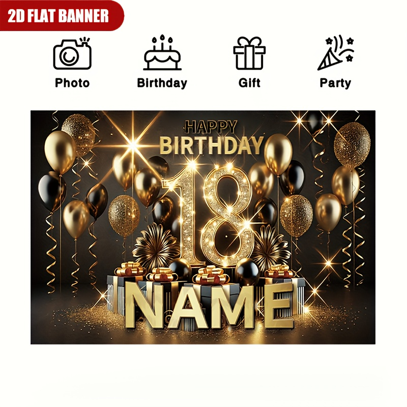 1pc Luxury Black Gold Happy 18 - огляд і ціна Party Banner Gold