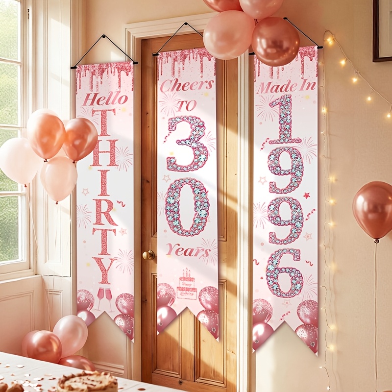 2D Flat 3Pcs Pink Gold 30th Bi - огляд і ціна Party Banner Gold