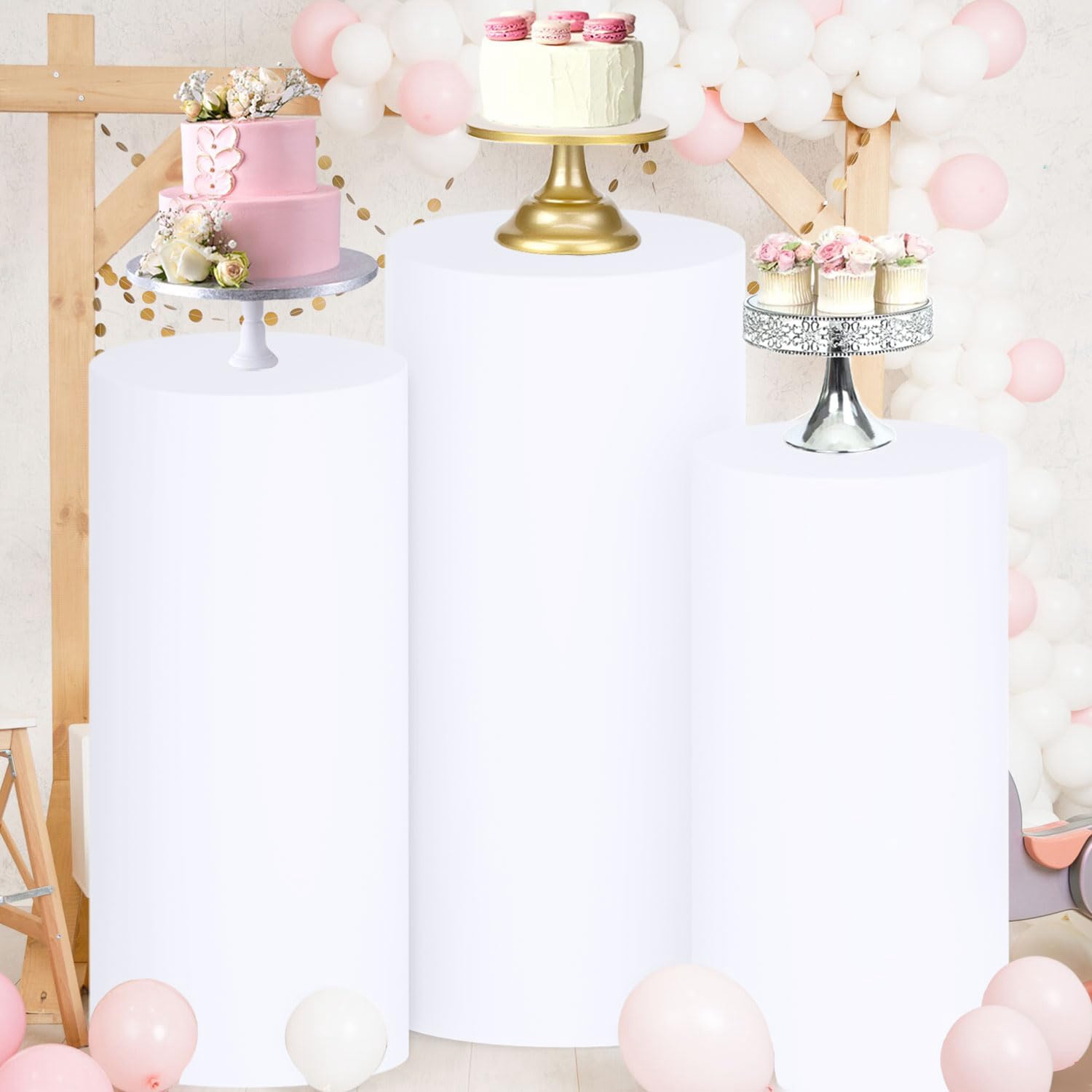 Yeele 1PCS/3PCS/5PCS White Cyl - огляд і ціна Dessert Table Backdrop