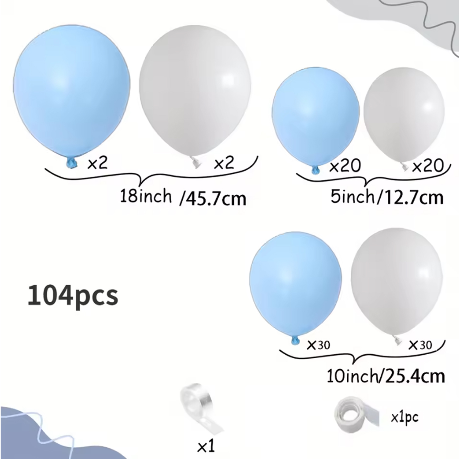 104pcs Blue and White Balloon  - огляд і ціна Balloon Arch Kit